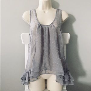 Gray sheer sleeveless gorgeous top S